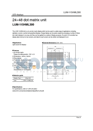 LUM-115HML300 datasheet - 24 x 48 dot matrix unit