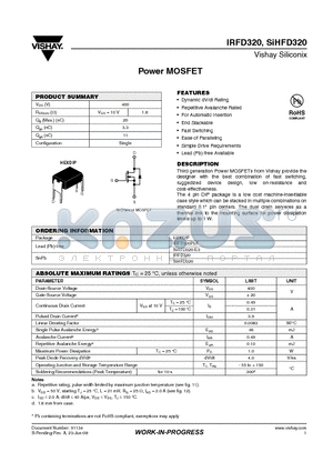 IRFD320PBF datasheet - Power MOSFET