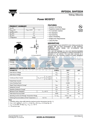 IRFD224PBF datasheet - Power MOSFET