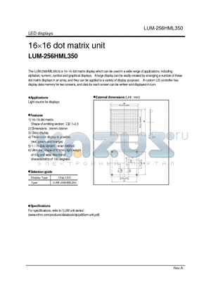 LUM-256HML350 datasheet - 16 x 16 dot matrix unit