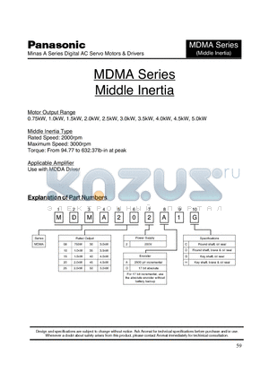 MDMA252A1C datasheet - Minas A Series Digital AC Servo Motors & Drivers