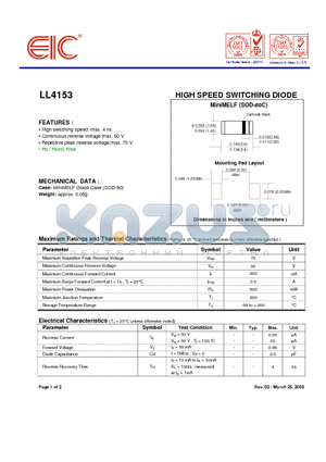 LL4153 datasheet - HIGH SPEED SWITCHING DIODE