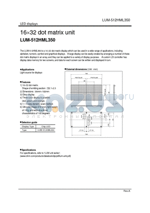 LUM-512HML350 datasheet - 16 x 32 dot matrix unit