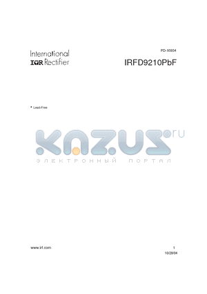 IRFD9210PBF datasheet - HEXFET Power MOSFET