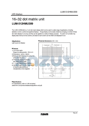 LUM-512HMU309 datasheet - 16 x 32 dot matrix unit