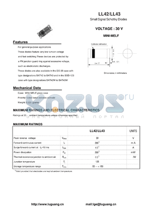 LL43 datasheet - Small Signal Schottky Diodes