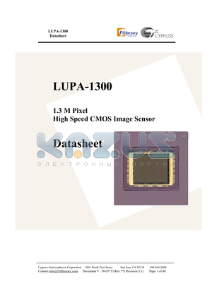 LUPA-1300 datasheet - 1.3 M Pixel High Speed CMOS Image Sensor