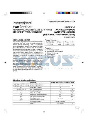 IRFE430 datasheet - HEXFET TRANSISTOR