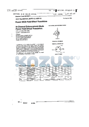 IRFF111 datasheet - Power MOS Field-Effect Transistors