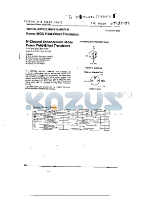 IRFF130 datasheet - N-CHANNEL ENHANCEMENT-MODE POWER FIELD-EFFECT TRANSISTORS