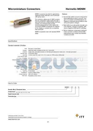 MDMH-100SS datasheet - Microminiature Connectors