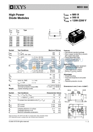 MDO500-22N1 datasheet - High Power Diode Modules