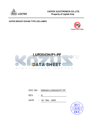 LUR2043H-P1-PF datasheet - SUPER BRIGHT ROUND TYPE LED LAMPS