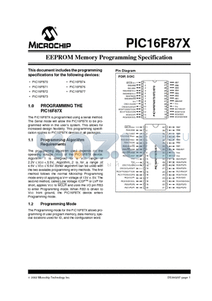 PIC16F870 datasheet - EEPROM Memory Programming Specification