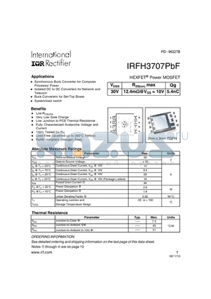 IRFH3707PBF_10 datasheet - HEXFETPower MOSFET