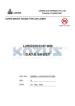 LUR3333H-S187-W60 datasheet - SUPER BRIGHT ROUND TYPE LED LAMPS