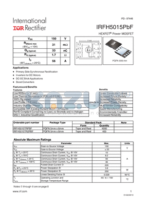 IRFH5015TRPBF datasheet - HEXFET Power MOSFET