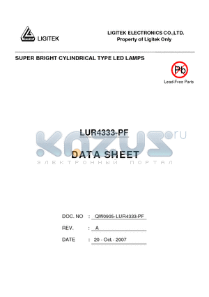 LUR4333-PF datasheet - SUPER BRIGHT CYLINDRICAL TYPE LED LAMPS