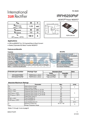 IRFH5250TR2PBF datasheet - HEXFET Power MOSFET