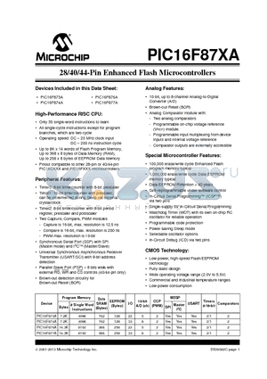 PIC16F874A datasheet - 28/40/44-Pin Enhanced Flash Microcontrollers