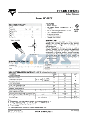 IRFI540G datasheet - Power MOSFET