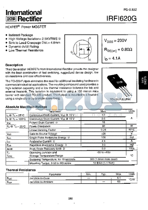IRFI620G datasheet - Power MOSFET(Vdss=200V, Rds(on)=0.80ohm, Id=4.1A)