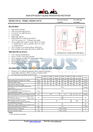 HERF1605C datasheet - HIGH EFFICIENCY GLASS PASSIVATED RECTIFIER
