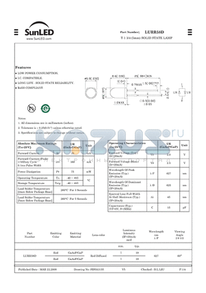 LURR58D datasheet - T-1 3/4 (5mm) SOLID STATE LAMP