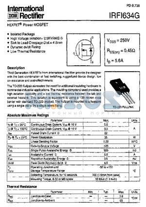 IRFI634G datasheet - POWER MOSFET