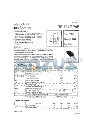 IRFI734GPBF datasheet - Low Thermal Resistance