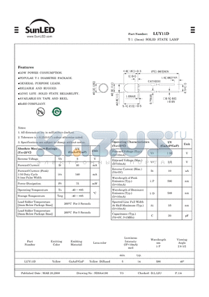LUY11D datasheet - T-1 (3mm) SOLID STATE LAMP