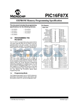 PIC16F87X datasheet - EEPROM Memory Programming Specification