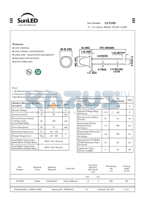 LUY56D datasheet - T-1 3/4 (5mm) SOLID STATE LAMP