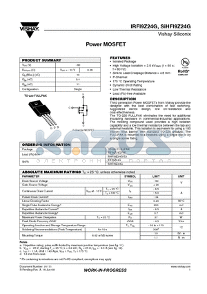 IRFI9Z24G datasheet - Power MOSFET