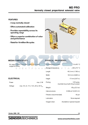 MDPRO4VAF1O datasheet - Normally closed proportional solenoid valve