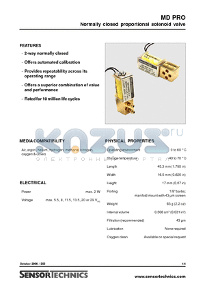 MDPRO4VAF8S datasheet - Normally closed proportional solenoid valve