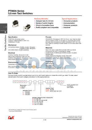 PTS635SSMTRLFS datasheet - 3,5 mm Tact Switches