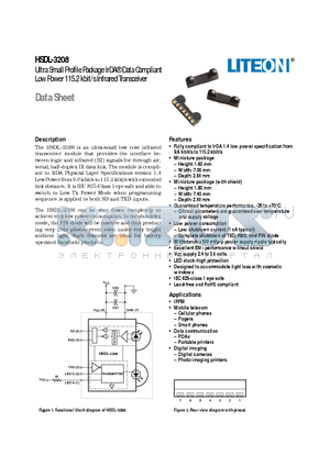 HSDL-3208 datasheet - Ultra Small Profile Package IrDA^ Data Compliant Low Power 115.2 kbit/s Infrared Transceiver