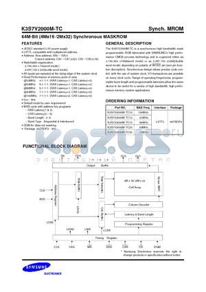 K3S7V2000M-TC30 datasheet - 64M-Bit (4Mx16 /2Mx32) Synchronous MASKROM