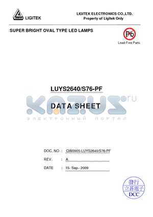 LUYS2640-S76-PF datasheet - SUPER BRIGHT OVAL TYPE LED LAMPS