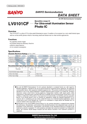LV0101CF datasheet - For Ultra-small illumination Sensor Photo IC