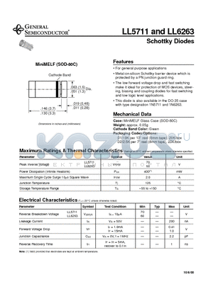 LL5711 datasheet - Schottky Diodes