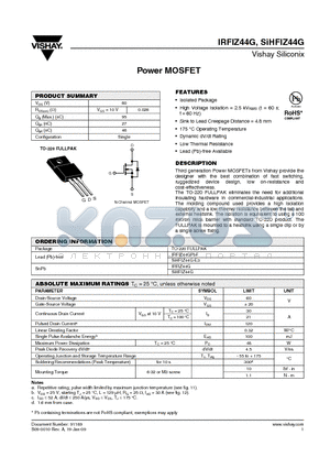 IRFIZ44G datasheet - Power MOSFET