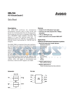 HSDL-7000 datasheet - IR 3/16 Encode/Decode IC