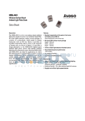 HSDL-9001 datasheet - Miniature Surface-Mount Ambient Light Photo Diode