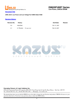 EM623FP8CV-55LL datasheet - 256K x8 bit Low Power and Low Voltage Full CMOS Static RAM