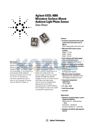 HSDL9000 datasheet - Miniature Surface-Mount Ambient Light Photo Sensor