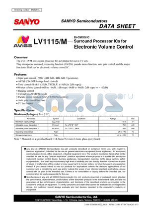 LV1115M datasheet - Surround Processor ICs for Electronic Volume Control