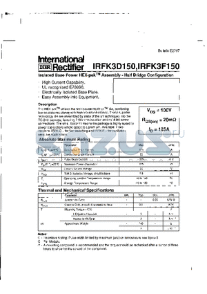 IRFK3D350 datasheet - Isolated Base Power HEX-pak Assembly - Half Bridge Configuration