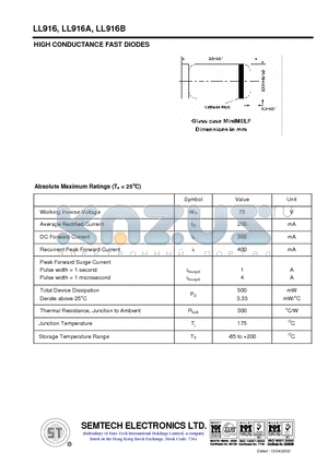 LL916 datasheet - HIGH CONDUCTANCE FAST DIODES